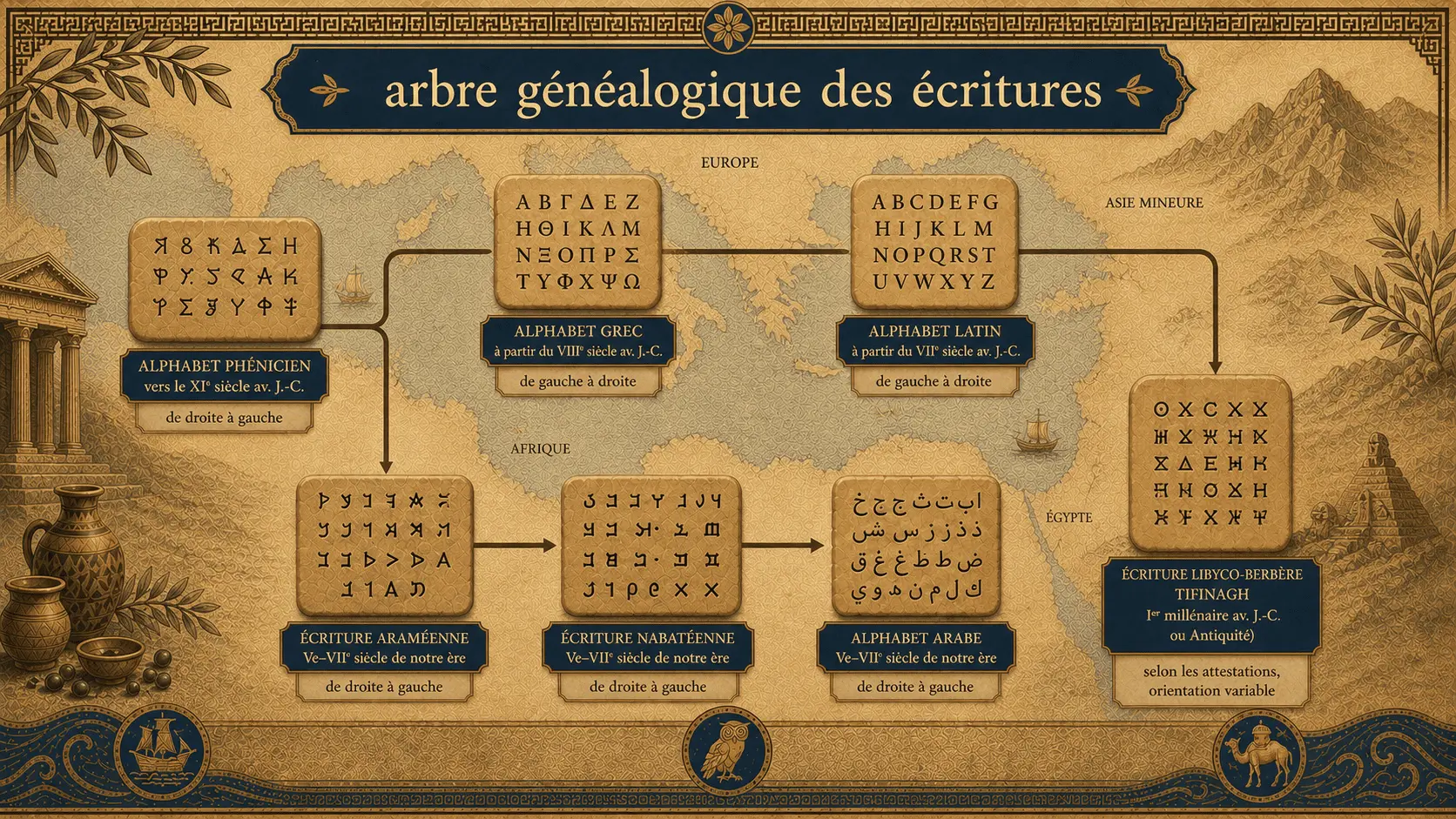 l'arbre généalogique des écritures anciennes
